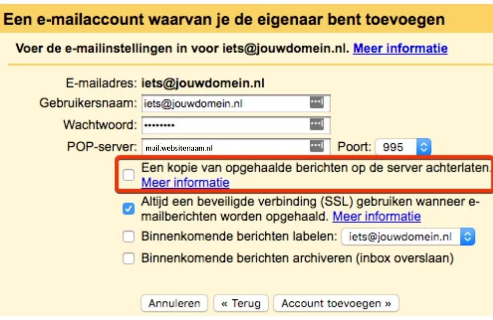 E-mail instellen op computer website laten maken eindhoven gmail meeer infoa website laten maken eindhoven