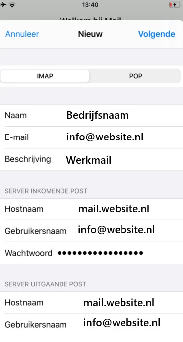 E-mail instellen op telefoon website laten maken eindhoven Serverplaatje website laten maken eindhoven